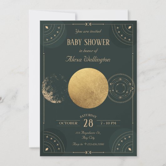 Grüne Himmelsmuscheldusche Einladung (Vorderseite)