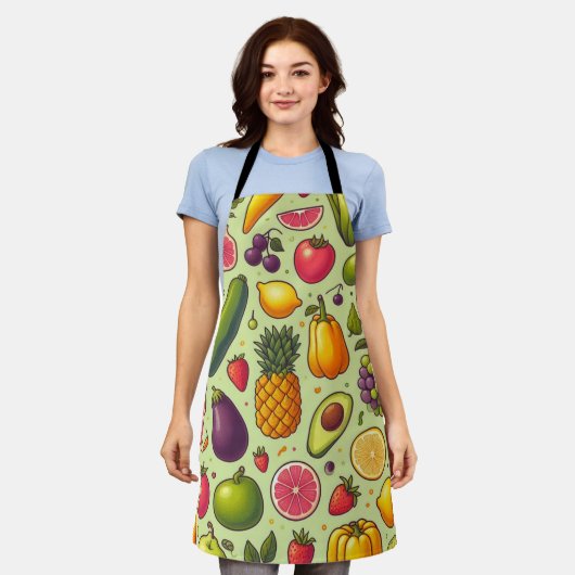 Grüne Hintergrundfrucht und Gemüse Schürze (Getragen)
