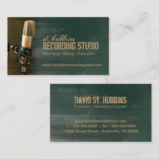 Grüne Hintergrundsängerin für Mikrofone Visitenkarte (Vorne/Hinten)