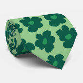 Grüne Hippie-Blume Krawatte (Gerollt)