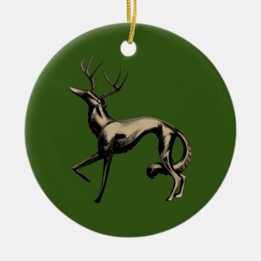 Grüne Hirsche Zoi Keramik Ornament (Vorne)