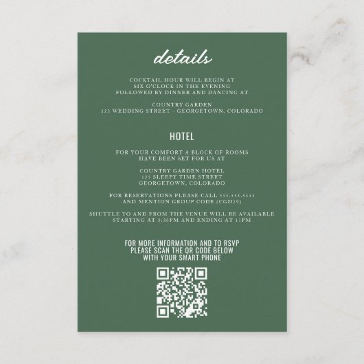 Grüne Hochzeit Begleitkarte (Vorderseite)