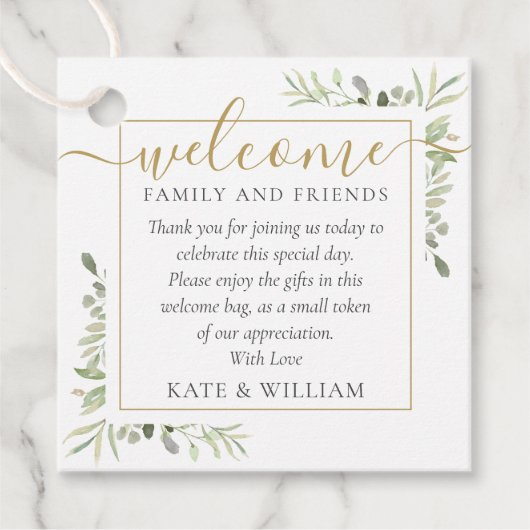 Grüne Hochzeit Begrüßungskorb Geschenkanhänger (Vorderseite)