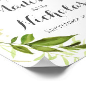 Grüne Hochzeit Begrüßungspapier, rustikale Vegetat Poster (Ecke)