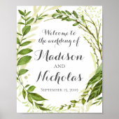 Grüne Hochzeit Begrüßungspapier, rustikale Vegetat Poster (Vorne)
