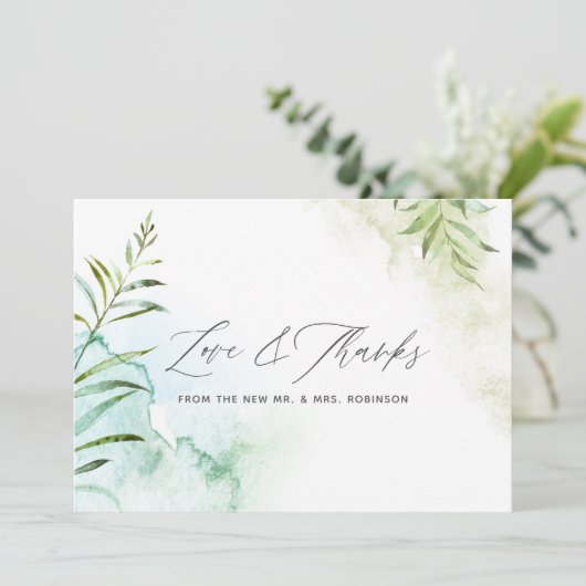 Grüne Hochzeit Dankeskarte (Stehend Vorderseite)