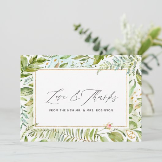 Grüne Hochzeit Dankeskarte (Stehend Vorderseite)