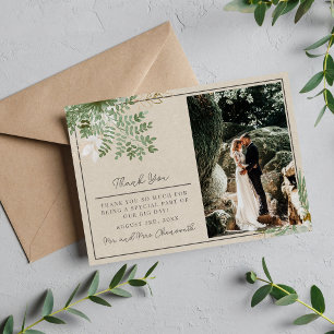 Grüne Hochzeit der abstrakten Wasserfarbe Dankeskarte