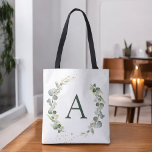 Grüne Hochzeit der Eukalyptus Monogram Tasche<br><div class="desc">Eukalyptus Greenery Sukkulent Botanischer Wasserfarben Frühlingsmongram auf dem Hintergrund der Leinwand - beinhaltet eine wunderschöne und elegante Schrift-Typografie mit modernen botanischen Blätter und Grünpflanzen für die besondere Hochzeit,  Brautparty,  Babydusche,  Junggeselinnen-Abschied,  Sweet 16,  16,  18,  21,  30.,  40.,  50. 60.,  70.,  80.,  90.,  100. Geburtstagsfeier.</div>