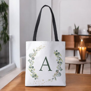 Grüne Hochzeit der Eukalyptus Monogram Tasche