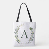 Grüne Hochzeit der Eukalyptus Monogram Tasche (Rückseite)