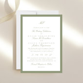 Grüne Hochzeit der Gerahmten klassischen Monogramm Einladung