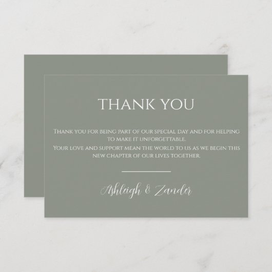 Grüne Hochzeit der Moderne Dankeskarte (Vorne/Hinten)