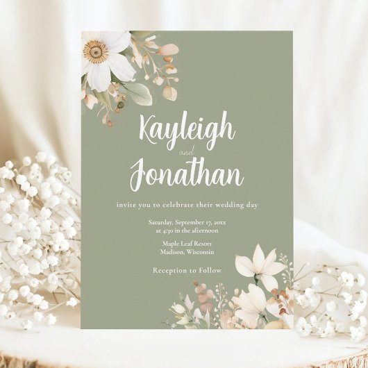 Grüne Hochzeit der modernen Wasserfarben Einladung