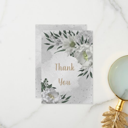 Grüne Hochzeit der romantischen Blume Dankeskarte (Vorderseite/Rückseite Beispiel)