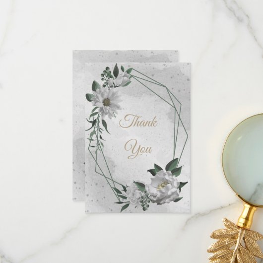 Grüne Hochzeit der romantischen Blume Dankeskarte (Vorderseite/Rückseite Beispiel)