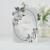 Grüne Hochzeit der romantischen Blume Dankeskarte (Stehend Vorderseite)