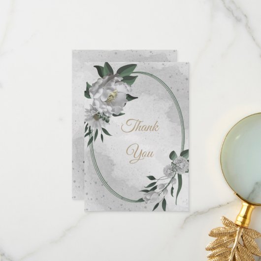 Grüne Hochzeit der romantischen Blume Dankeskarte (Vorderseite/Rückseite Beispiel)