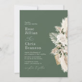 Grüne Hochzeit der Wasserfarbe Pampas Einladung (Vorderseite)