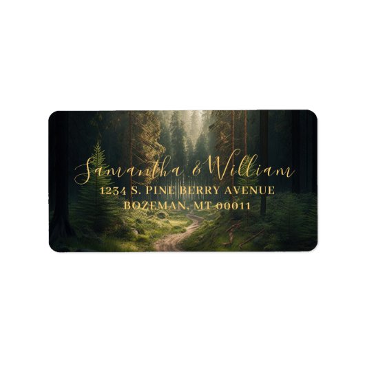 Grüne Hochzeit des Pine Tree Forest Adressaufkleber (Vorne)