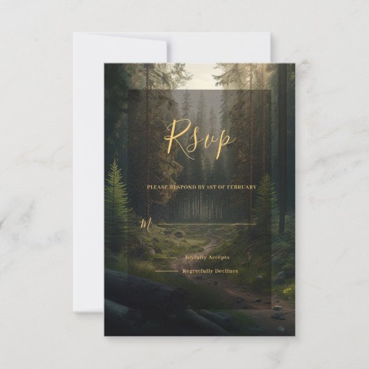 Grüne Hochzeit des Pine Tree Forest RSVP Karte (Vorderseite)