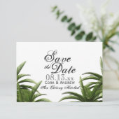 Grüne Hochzeit des tropischen Palmen Einladung (Stehend Vorderseite)