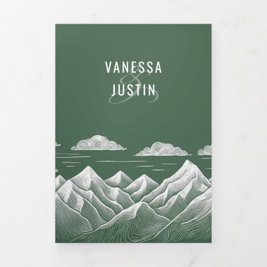 Grüne Hochzeit Dreifach Gefaltete Einladung (Cover)