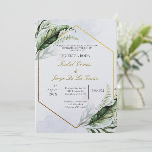 Grüne Hochzeit einladen Einladung (Stehend Vorderseite)