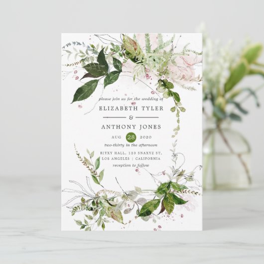 Grüne Hochzeit Einladung (Stehend Vorderseite)