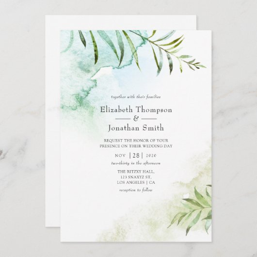 Grüne Hochzeit Einladung (Vorne/Hinten)