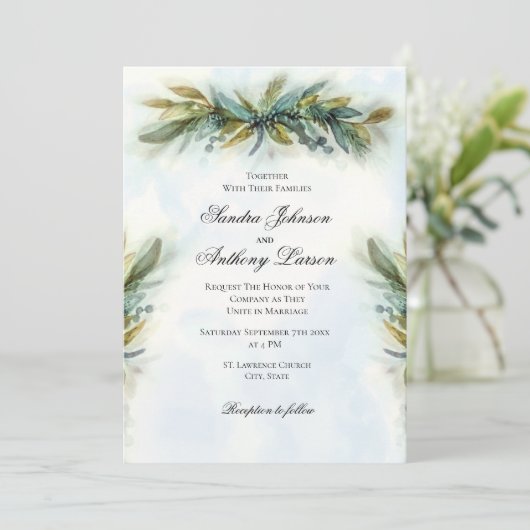 Grüne Hochzeit Einladung (Stehend Vorderseite)