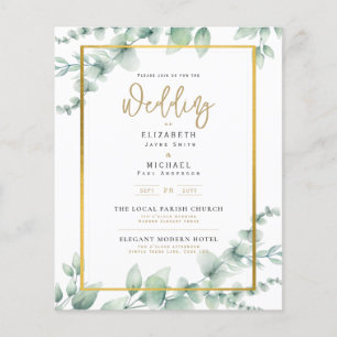 Grüne Hochzeit Einladung Eukalyptus White Gold