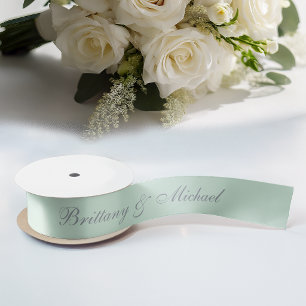 Grüne Hochzeit Elegante Kalligrafie Schrift Satinband