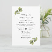 Grüne Hochzeit: Elegante Leaf Hochzeit Einladung (Stehend Vorderseite)