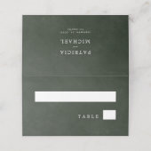Grüne Hochzeit elegante Typografie-Klasse Platzkarte (Außenseite Aufgefaltet)