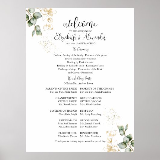 Grüne Hochzeit feierliches Programm Poster (Vorne)