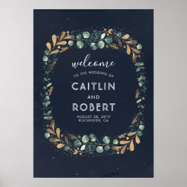 Grüne Hochzeit, Hochzeit von Navy Blue und Gold Poster