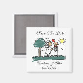 Grüne Hochzeit im Freien speichern Sie das Date Ma Magnet (Vorderseite/Rückseite)