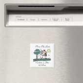 Grüne Hochzeit im Freien speichern Sie das Date Ma Magnet (In Situ (Geschirrspüler))