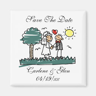 Grüne Hochzeit im Freien speichern Sie das Date Ma Magnet