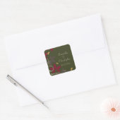 Grüne Hochzeit im Herbst Quadratischer Aufkleber (Umschlag)