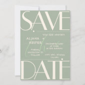 Grüne Hochzeit im Retro-Minimal-Prüfmuster Save The Date (Vorderseite)