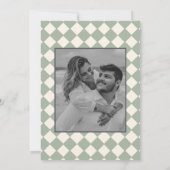 Grüne Hochzeit im Retro-Minimal-Prüfmuster Save The Date (Rückseite)