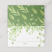 Grüne Hochzeit in Clover Wasserfarbe Platzkarte (Außenseite Aufgefaltet)
