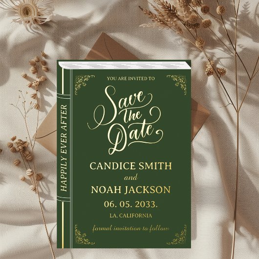 Grüne Hochzeit in der Märchenbücherei speichern Folieneinladung