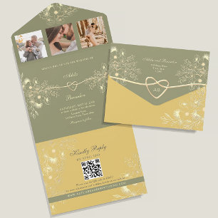Grüne Hochzeit in Gelb und Gelb All In One Einladung