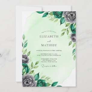 Grüne Hochzeit mit distinguierter Botanik in Mintg Einladung