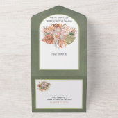 Grüne Hochzeit mit getrockneten Palmen und Pampas All In One Einladung (Außenbereich)