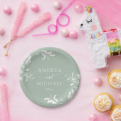 Grüne Hochzeit mit hellem Hintergrund Eleganter Lu Pappteller (Party)