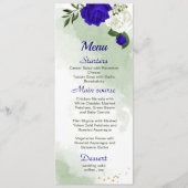 Grüne Hochzeit mit königsblauen Blume Menükarte (Vorderseite)